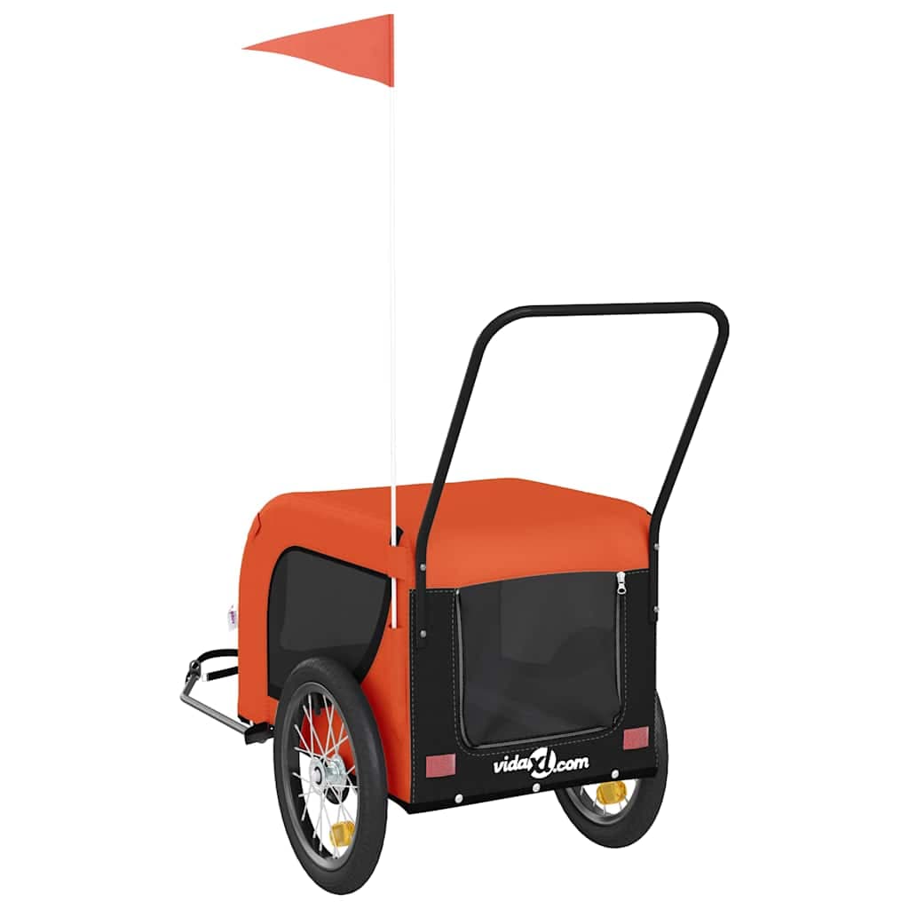 Rimorchio da Bici per Animali Arancione e Nero Oxford e Ferro — miniatura 6 di 10
