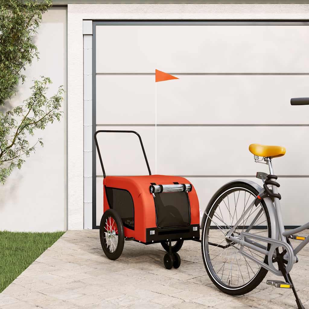 Rimorchio da Bici per Animali Arancione e Nero Oxford e Ferro — miniatura 1 di 10