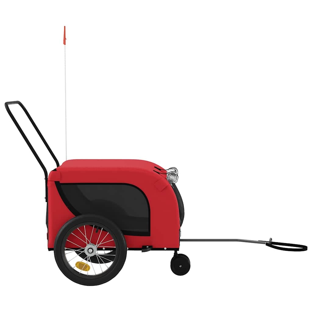 Rimorchio da Bici per Animali Rosso e Nero Oxford e Ferro — miniatura 4 di 10