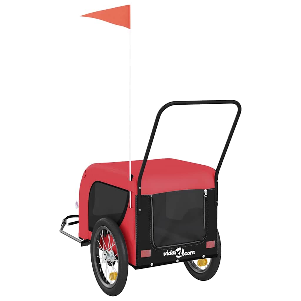 Rimorchio da Bici per Animali Rosso e Nero Oxford e Ferro — miniatura 6 di 10