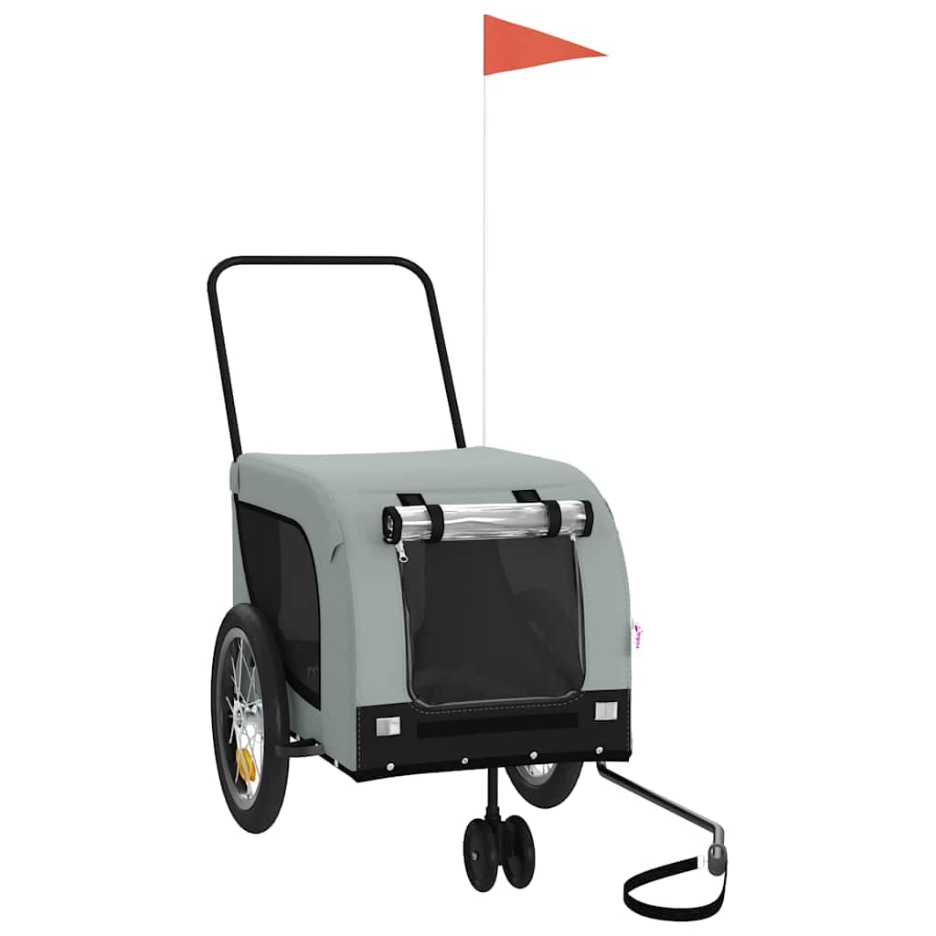 Rimorchio da Bici per Animali Grigio e Nero Oxford e Ferro — miniatura 2 di 10