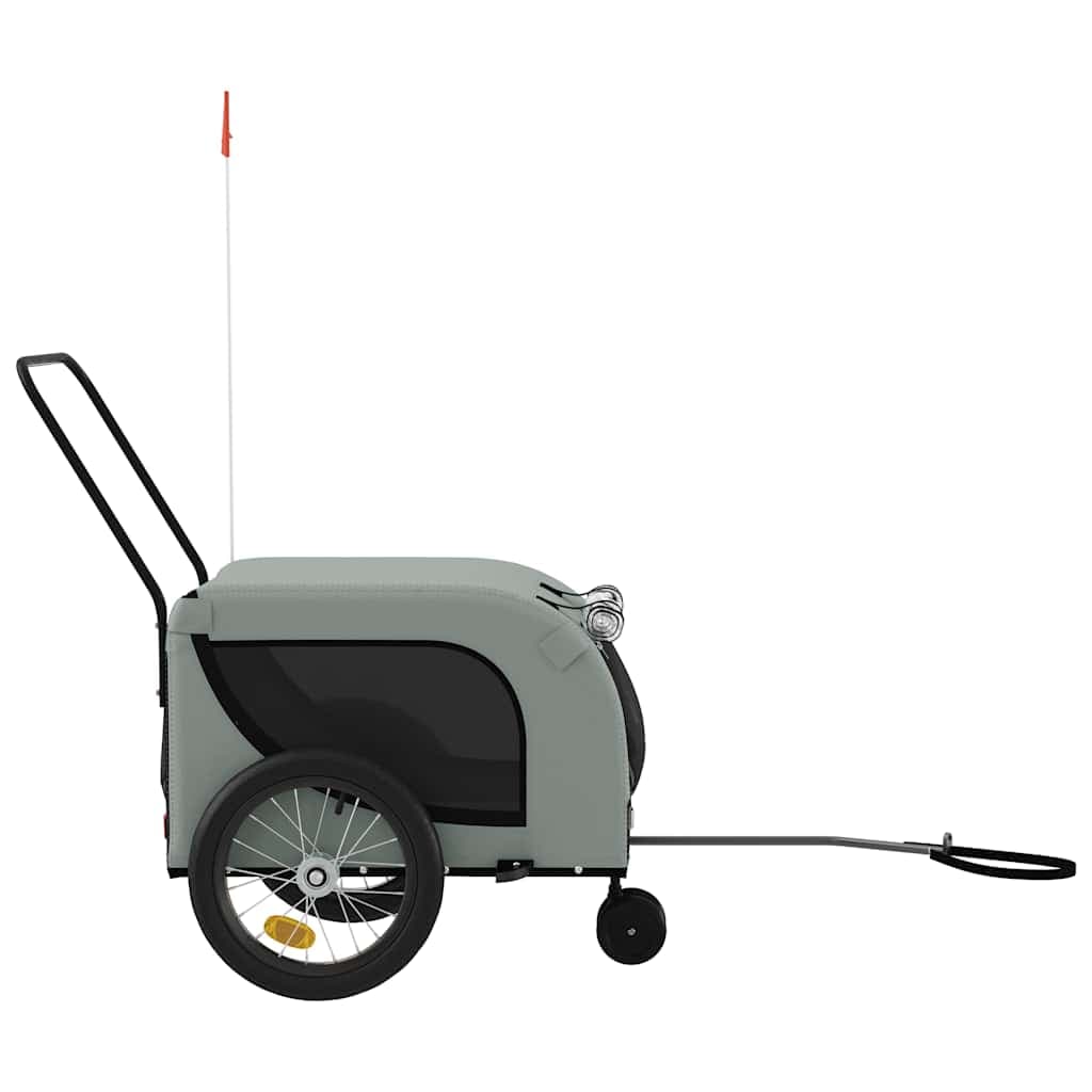 Rimorchio da Bici per Animali Grigio e Nero Oxford e Ferro — miniatura 4 di 10
