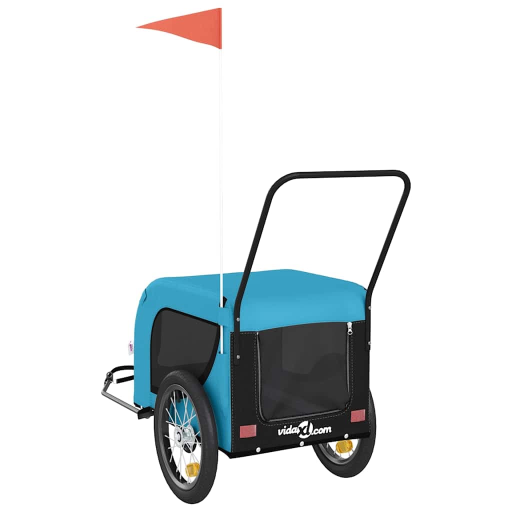 Rimorchio da Bici per Animali Blu e Nero Oxford e Ferro — miniatura 6 di 10