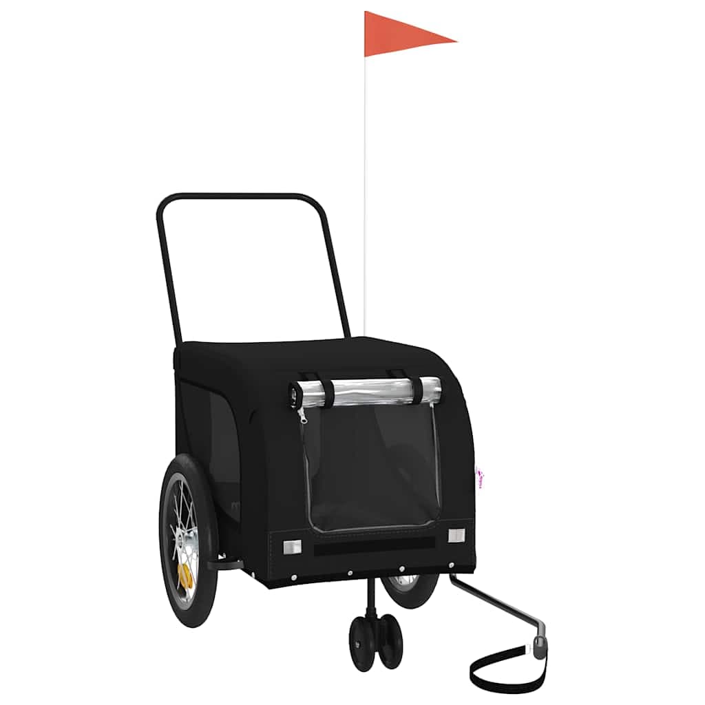 Rimorchio da Bici per Animali Nero Oxford e Ferro — miniatura 2 di 10