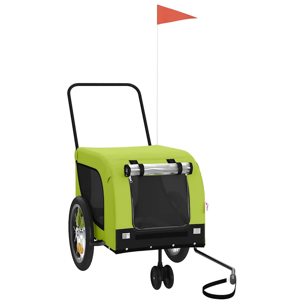 Rimorchio da Bici per Animali Verde e Nero Oxford e Ferro — miniatura 2 di 10