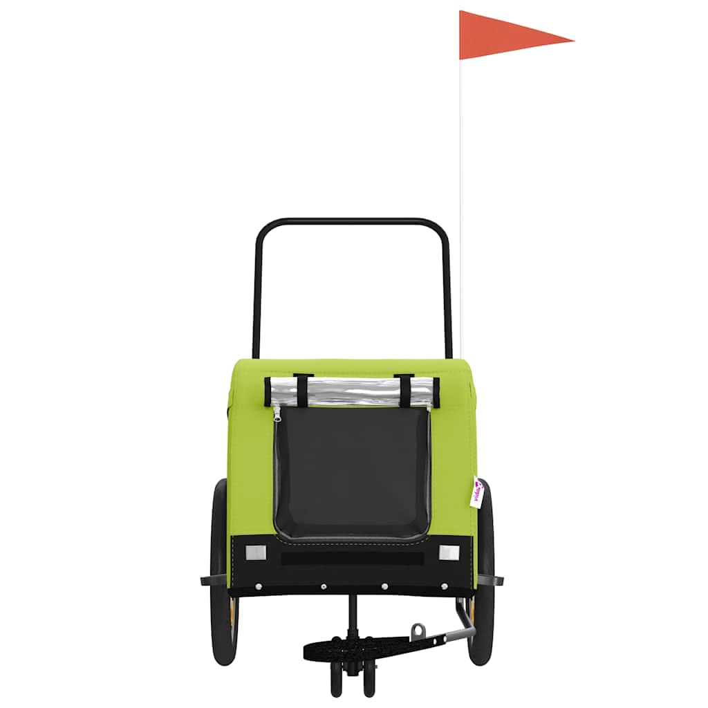Rimorchio da Bici per Animali Verde e Nero Oxford e Ferro — miniatura 3 di 10