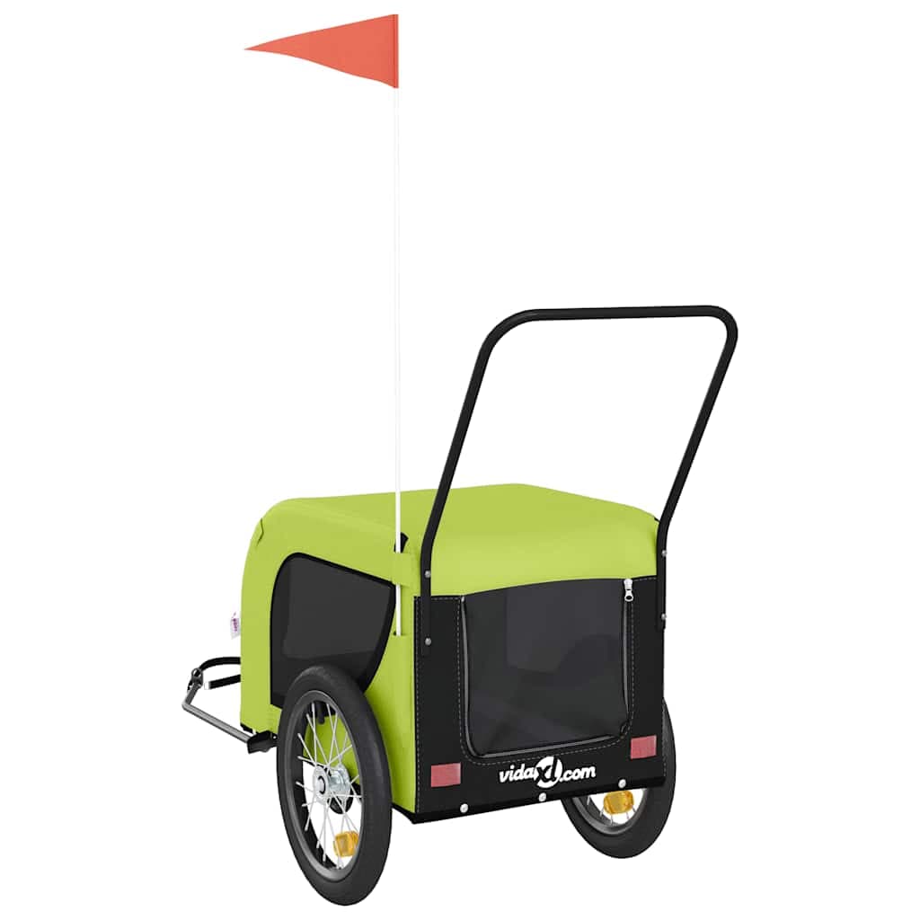 Rimorchio da Bici per Animali Verde e Nero Oxford e Ferro — miniatura 6 di 10