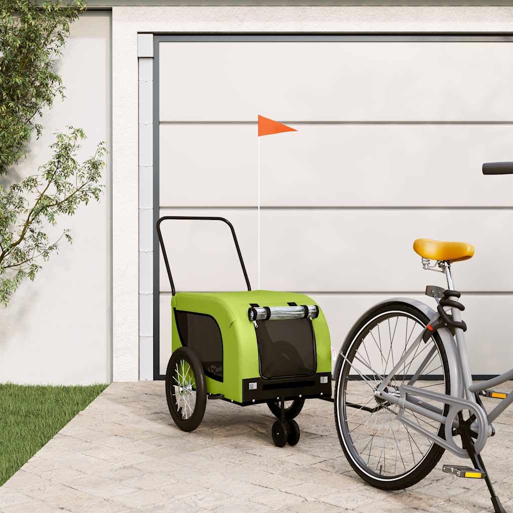 Rimorchio da Bici per Animali Verde e Nero Oxford e Ferro — miniatura 1 di 10