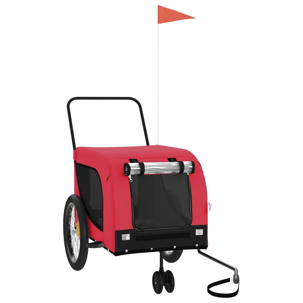 Rimorchio da Bici per Animali Rosso e Nero Oxford e Ferro — miniatura 2 di 10