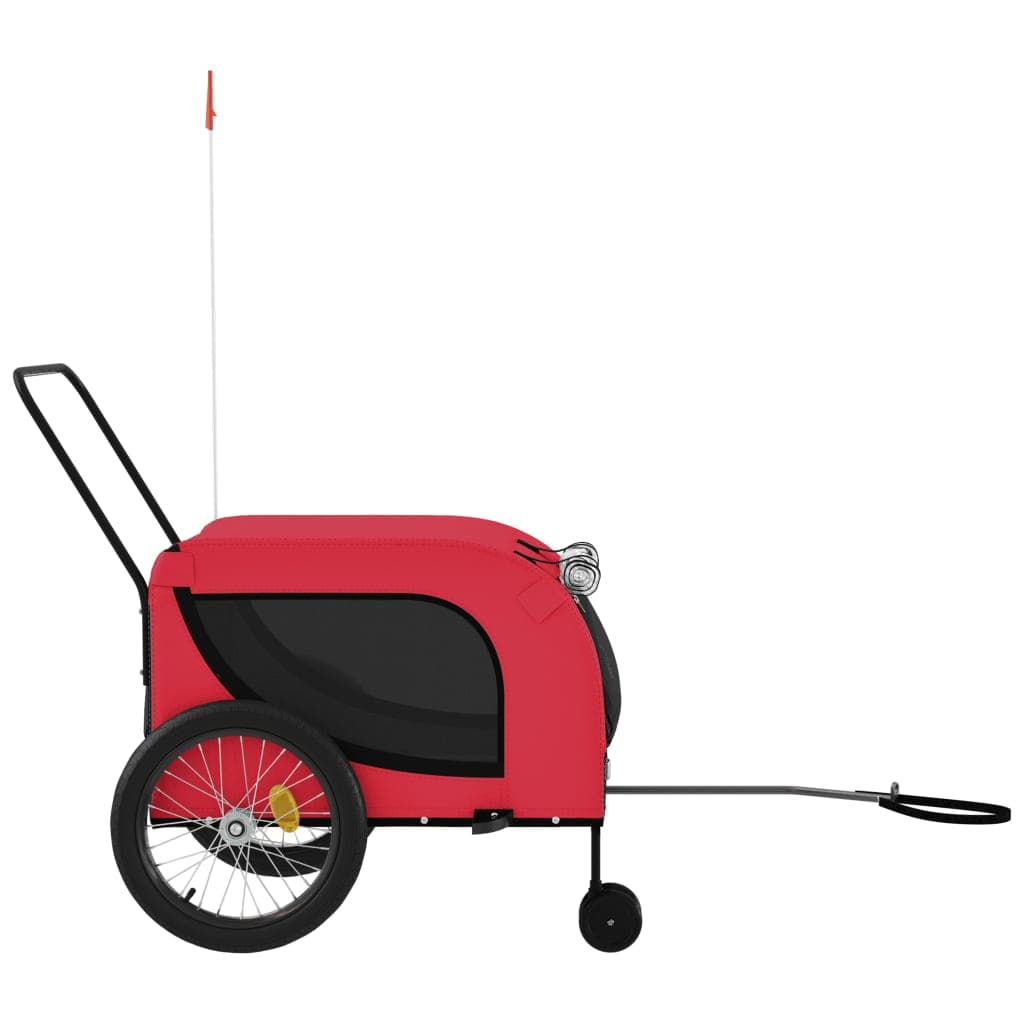 Rimorchio da Bici per Animali Rosso e Nero Oxford e Ferro — miniatura 4 di 10