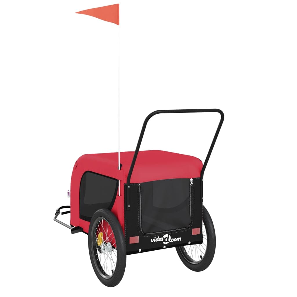 Rimorchio da Bici per Animali Rosso e Nero Oxford e Ferro — miniatura 6 di 10
