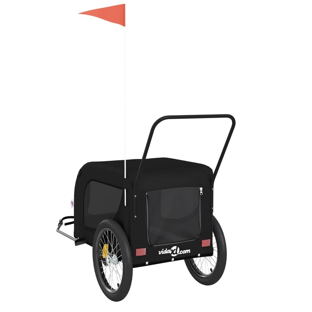 Rimorchio da Bici per Animali Nero Oxford e Ferro — miniatura 6 di 10