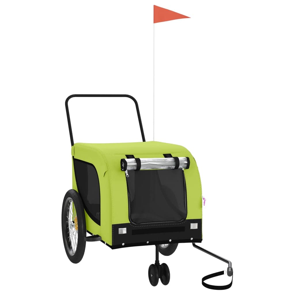 Rimorchio da Bici per Animali Verde e Nero Oxford e Ferro — miniatura 2 di 10