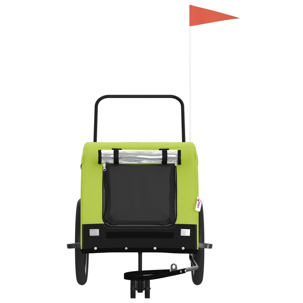 Rimorchio da Bici per Animali Verde e Nero Oxford e Ferro — miniatura 3 di 10