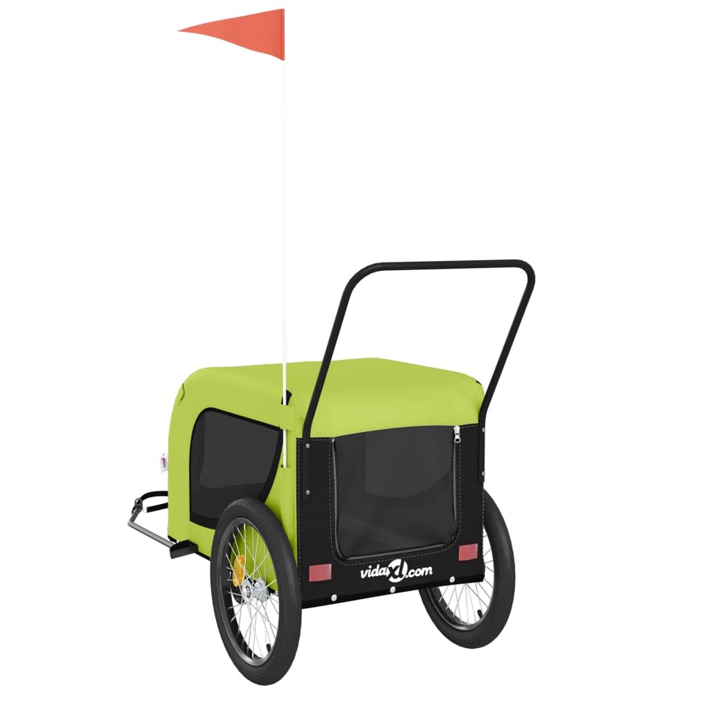 Rimorchio da Bici per Animali Verde e Nero Oxford e Ferro — miniatura 6 di 10