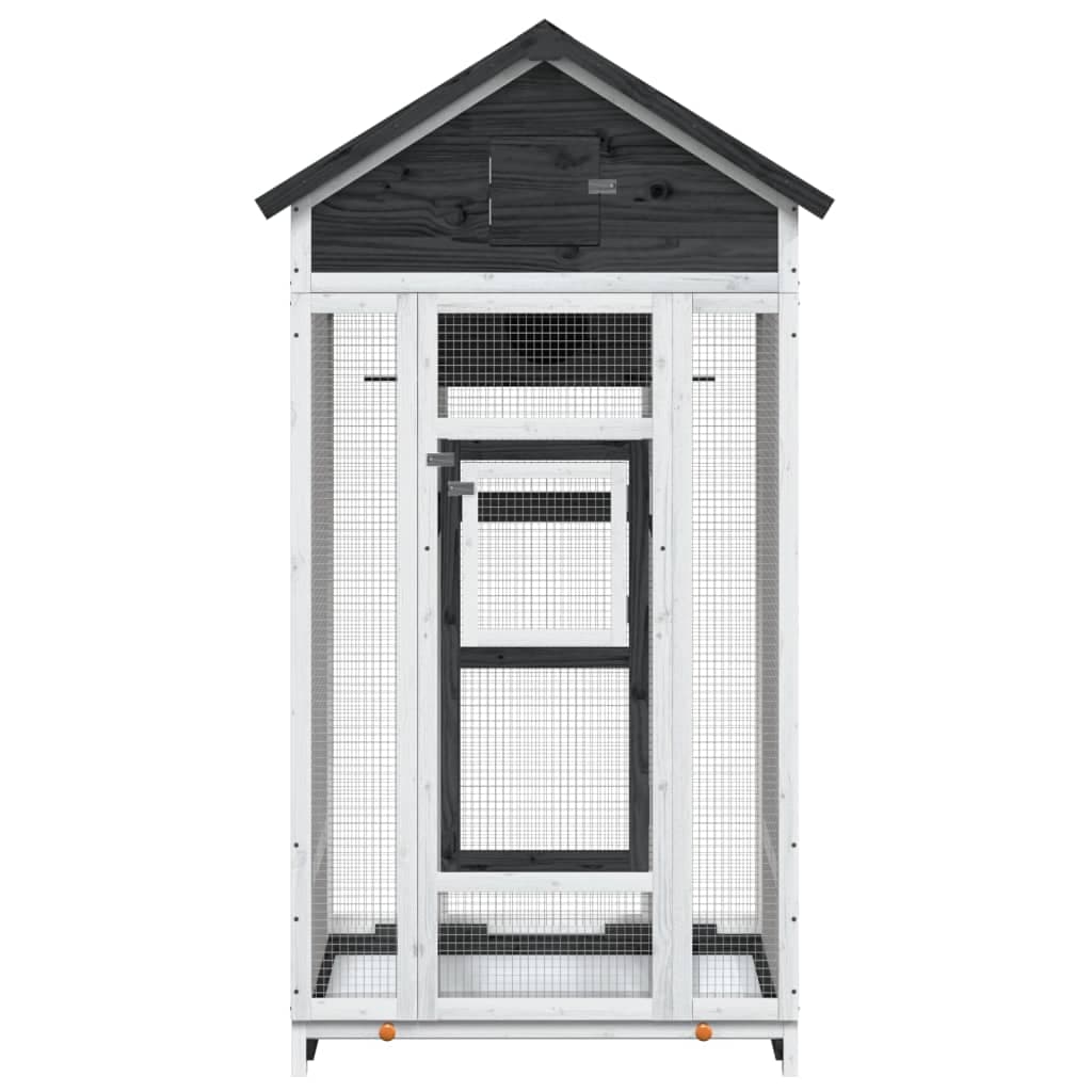 Casetta per Uccelli Grigia 91,5x53x170 cm Legno Massello Pino — miniatura 3 di 7