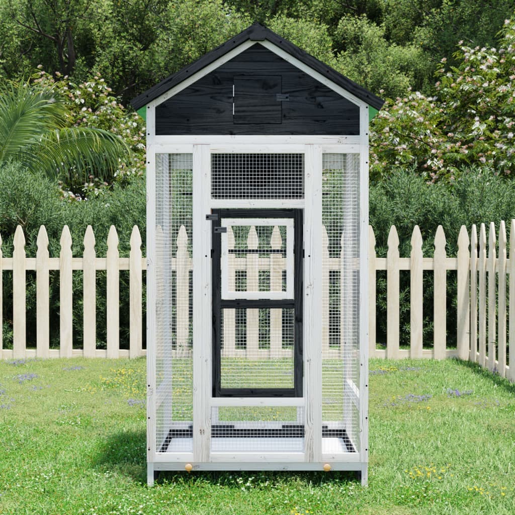 Casetta per Uccelli Grigia 91,5x53x170 cm Legno Massello Pino — miniatura 1 di 7