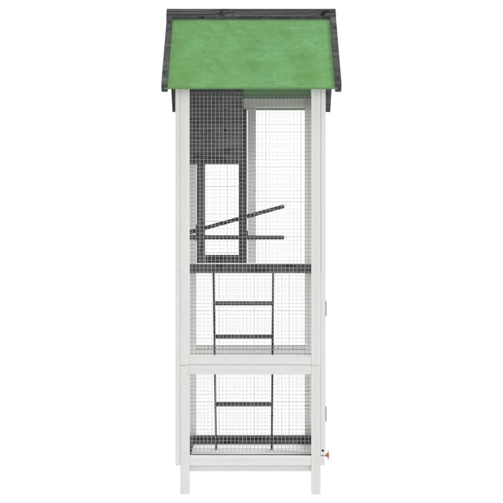 Casetta per Uccelli Grigia 60x58,5x160cm Legno Massello di Pino — miniatura 4 di 7