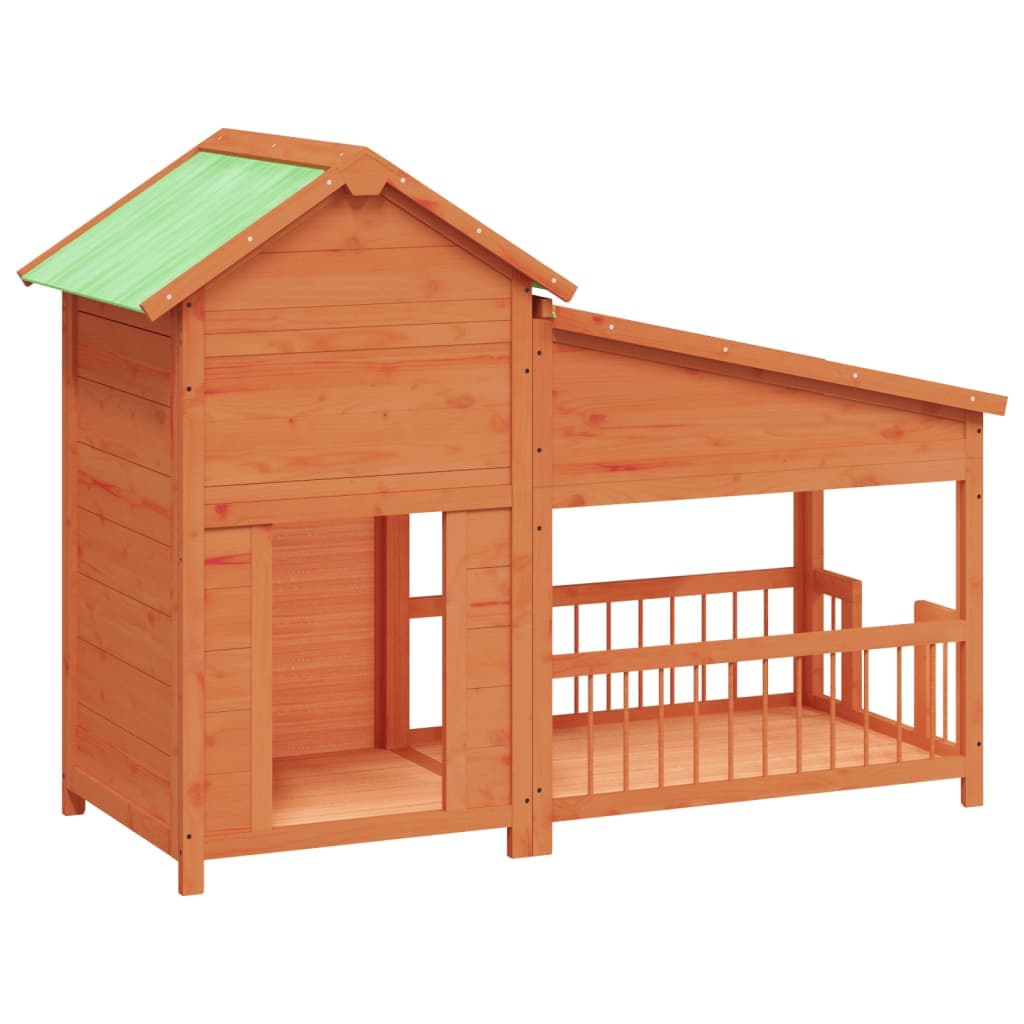 Cuccia per Cani Marrone 143x60,5x109 cm in Legno Massello di Pino — miniatura 2 di 6