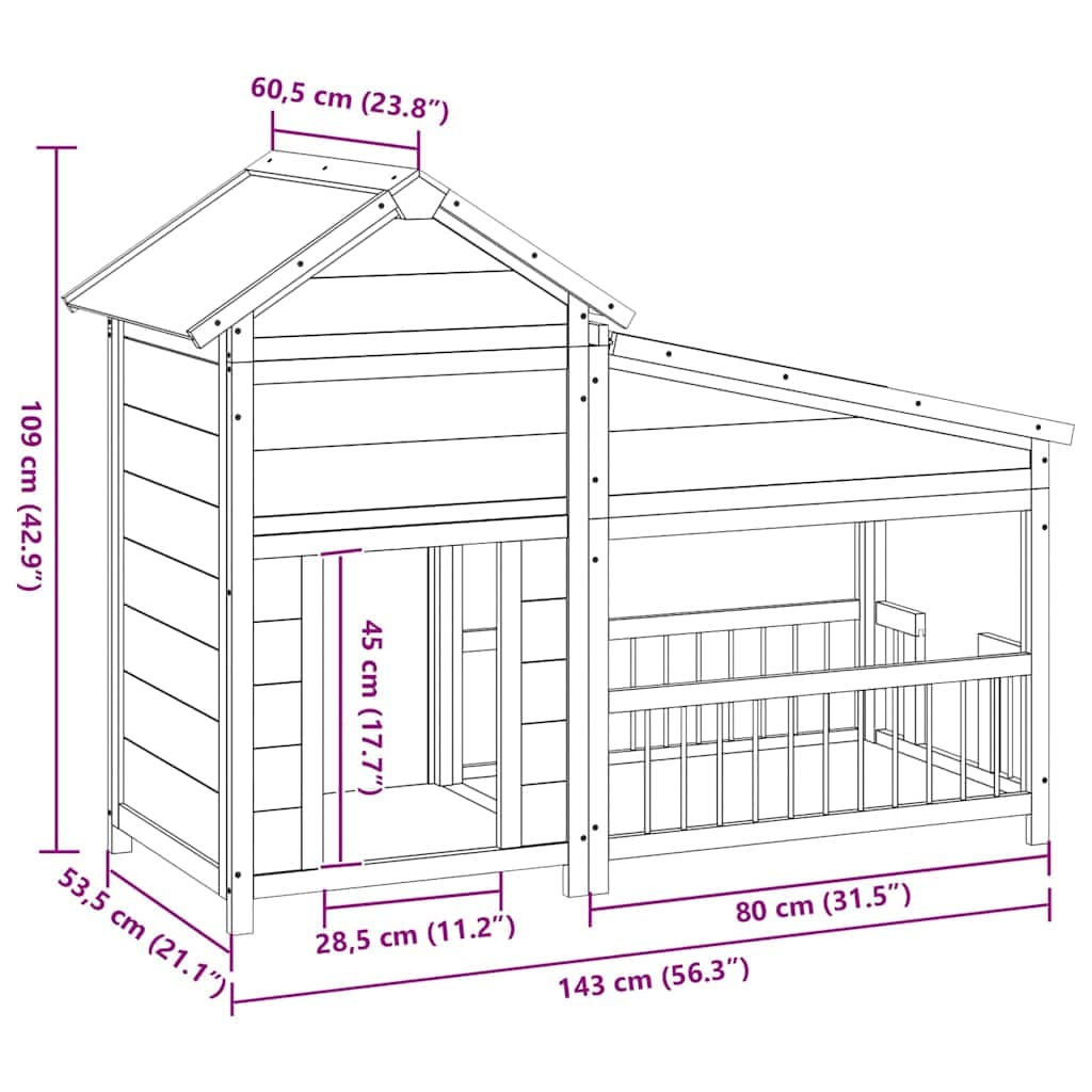 Cuccia per Cani Moka 143x60,5x109 cm in Legno Massello di Pino — foto 6 di 7