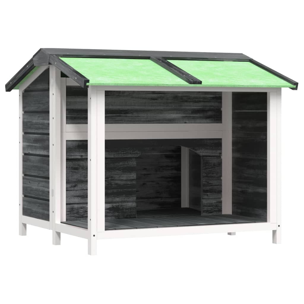 Cuccia per Cani Grigia 96x87x80,5 cm in Legno Massello di Pino — miniatura 2 di 6