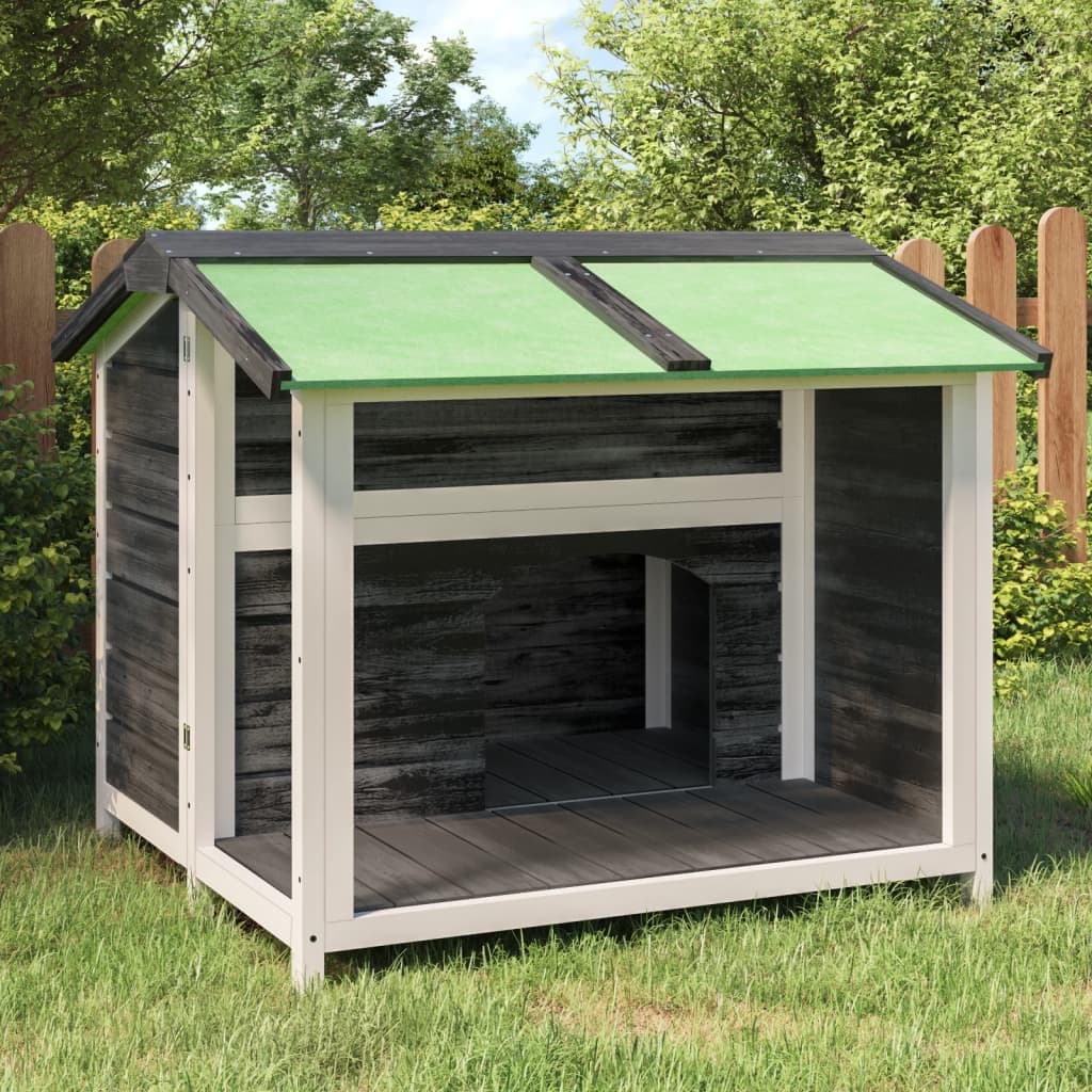 Cuccia per Cani Grigia 96x87x80,5 cm in Legno Massello di Pino — miniatura 1 di 6