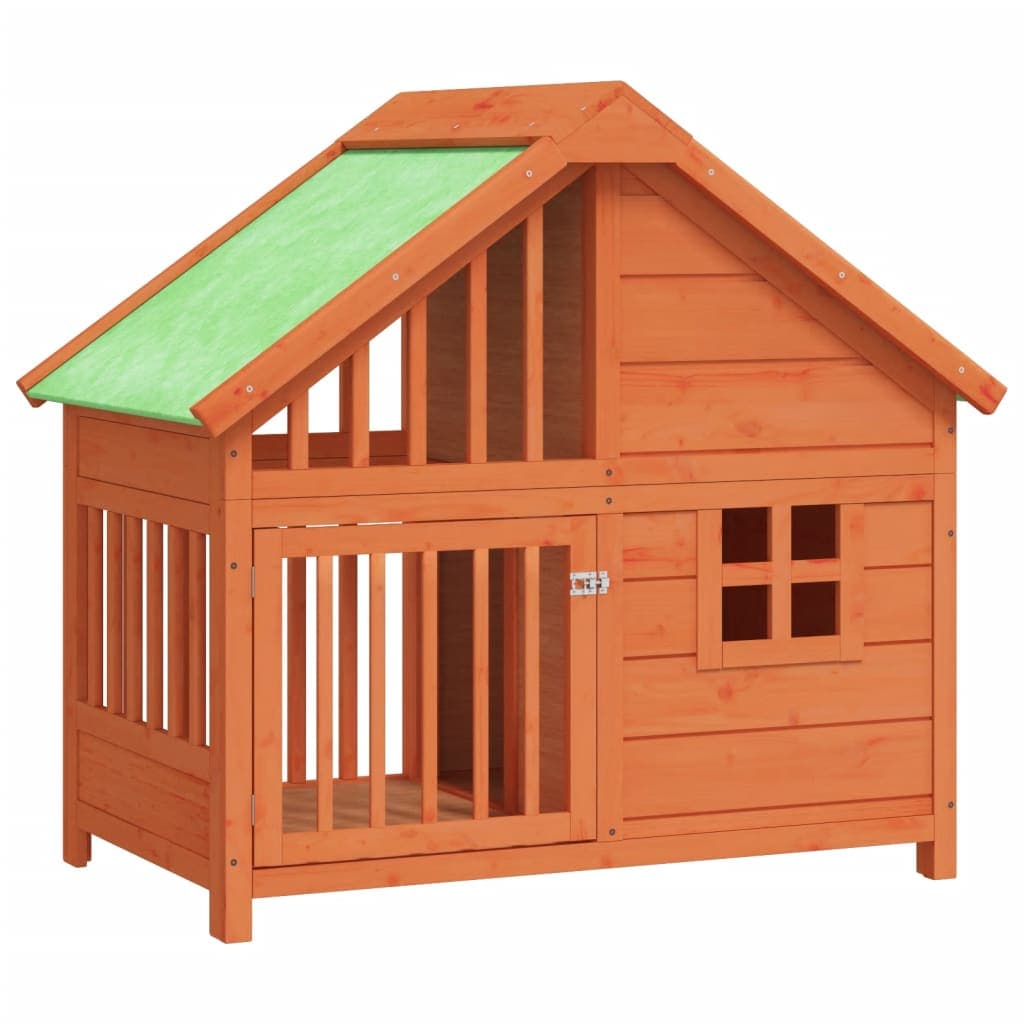 Cuccia per Cani Marrone 96x60,5x87 cm in Legno Massello di Pino — foto 2 di 7