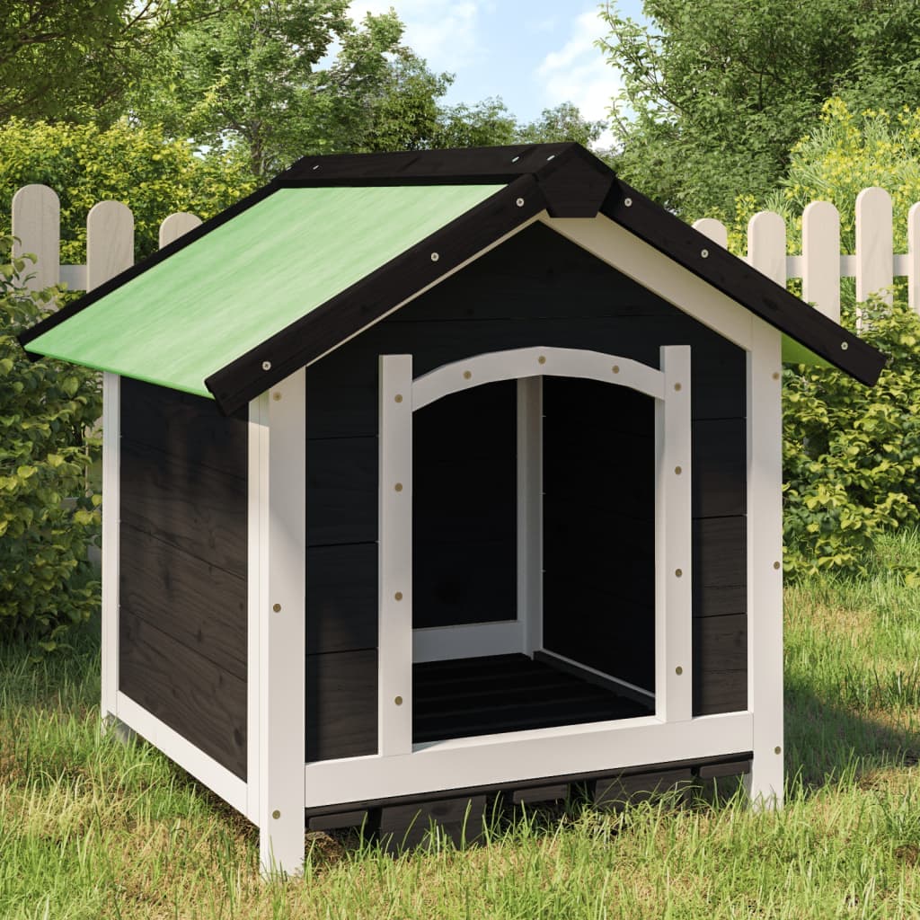 Cuccia per Cani Grigia 65x65x61,5 cm in Legno Massello di Pino — miniatura 1 di 7