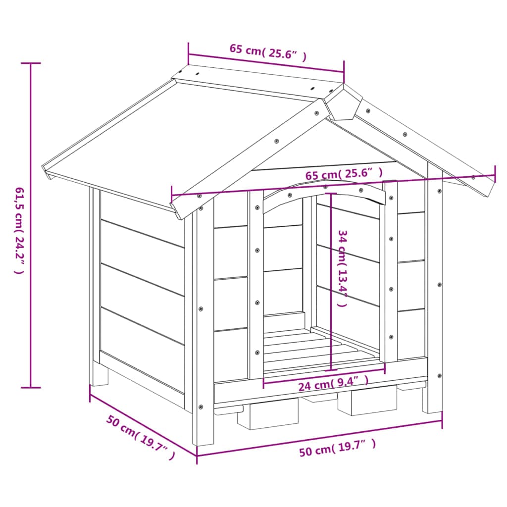Cuccia per Cani Moka 65x65x61,5 cm in Legno Massello di Pino — miniatura 7 di 7