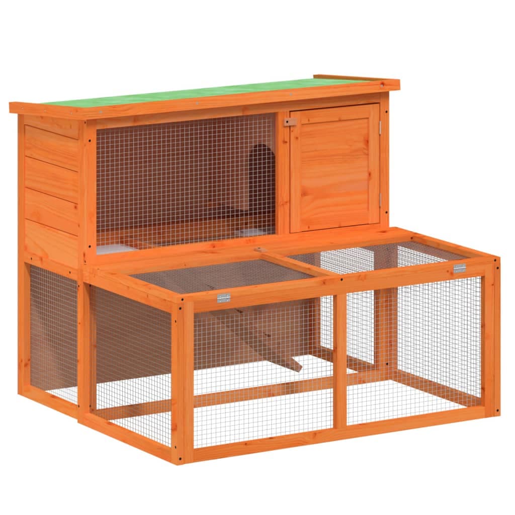 Conigliera Marrone 102x90x84,5 cm in Legno Massello di Pino — miniatura 2 di 7