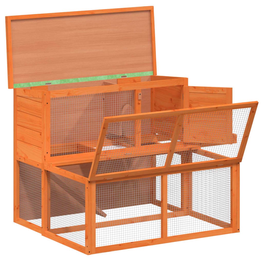Conigliera Marrone 102x90x84,5 cm in Legno Massello di Pino — miniatura 4 di 7