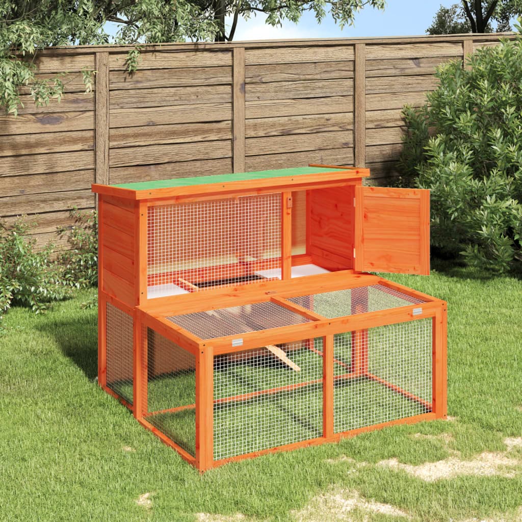 Conigliera Marrone 102x90x84,5 cm in Legno Massello di Pino — miniatura 1 di 7