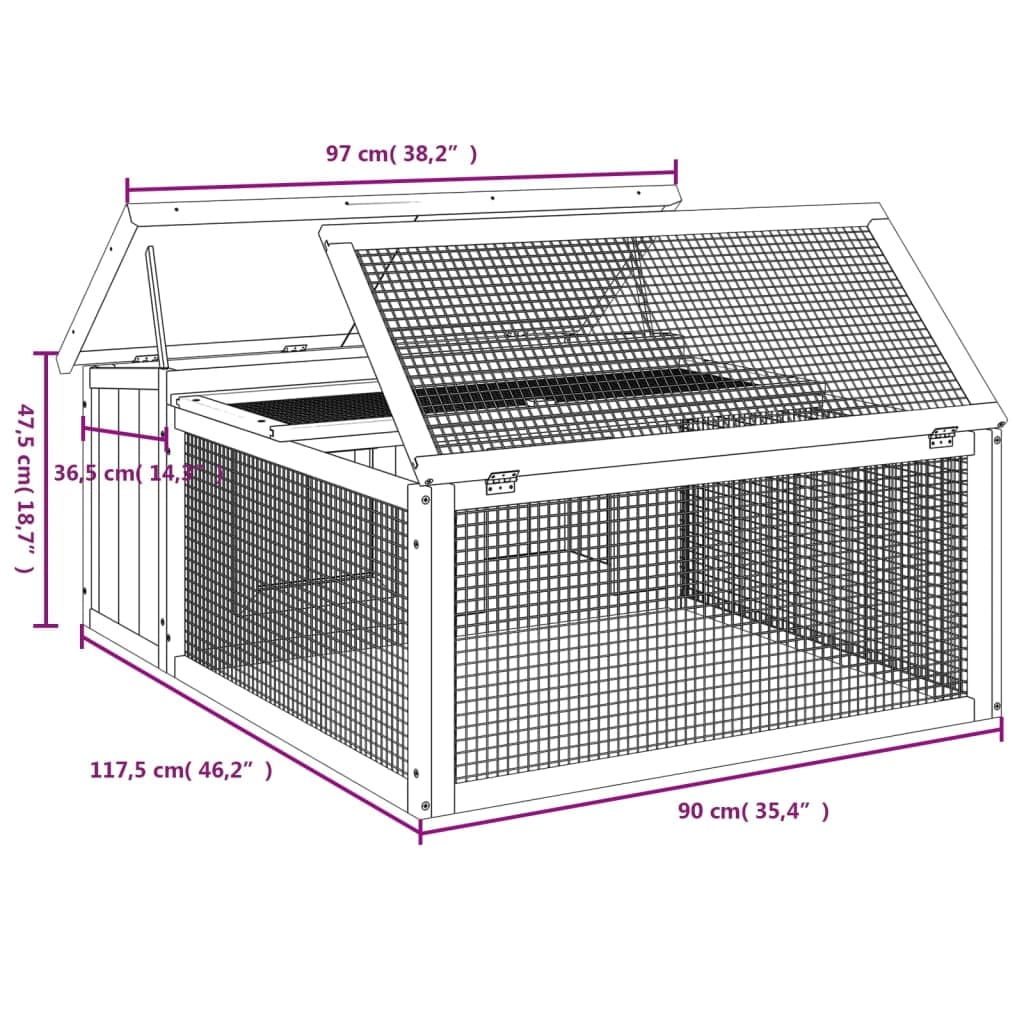Conigliera Marrone 117,5x97x47,5 cm in Legno Massello di Pino — miniatura 6 di 6