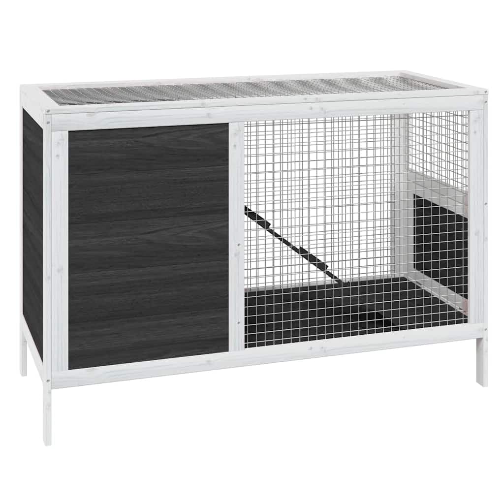 Conigliera Grigia 103x44x69,5 cm in Legno Massello di Pino — miniatura 2 di 5