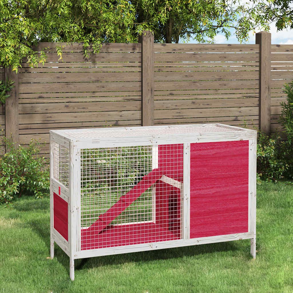 Conigliera Rossa 103x44x69,5 cm in Legno Massello di Pino — miniatura 1 di 5