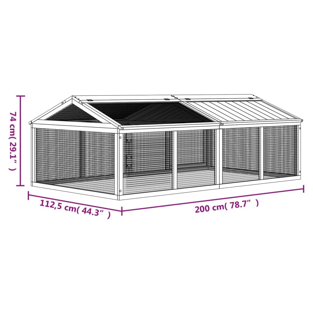 Box per Animali Marrone 200x112,5x74 cm Legno Massello di Pino — miniatura 6 di 6