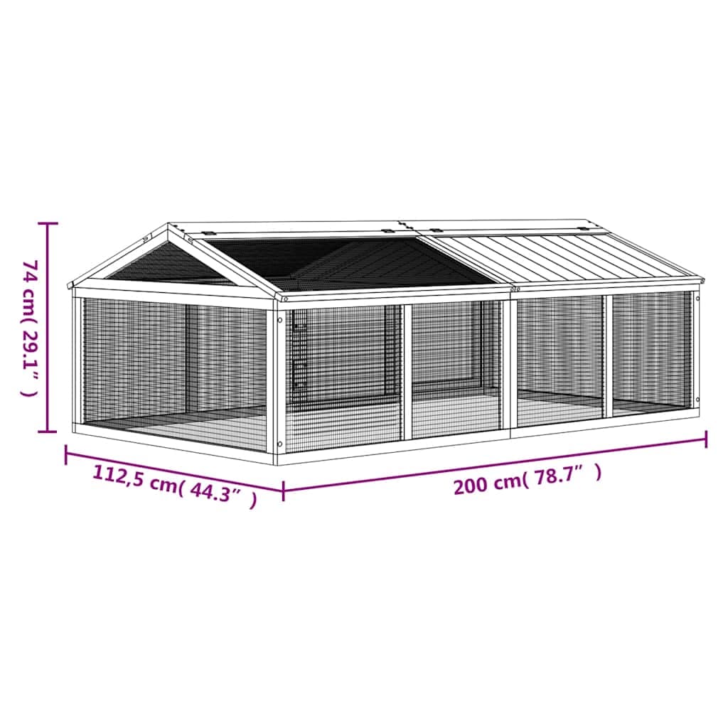 Box per Animali Moka 200x112,5x74 cm in Legno Massello di Pino — miniatura 6 di 6