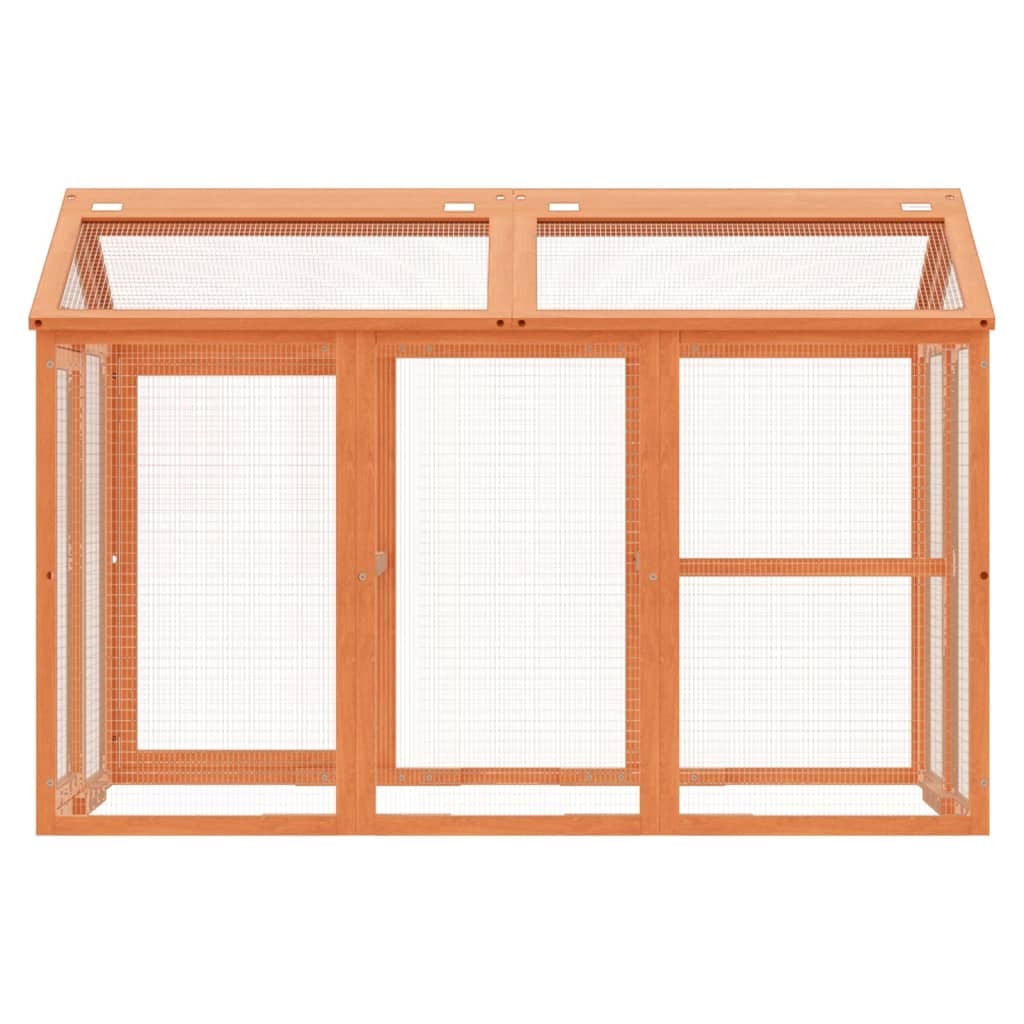 Box per Animali Marrone 141x94x104 cm in Legno Massello di Pino — miniatura 3 di 6