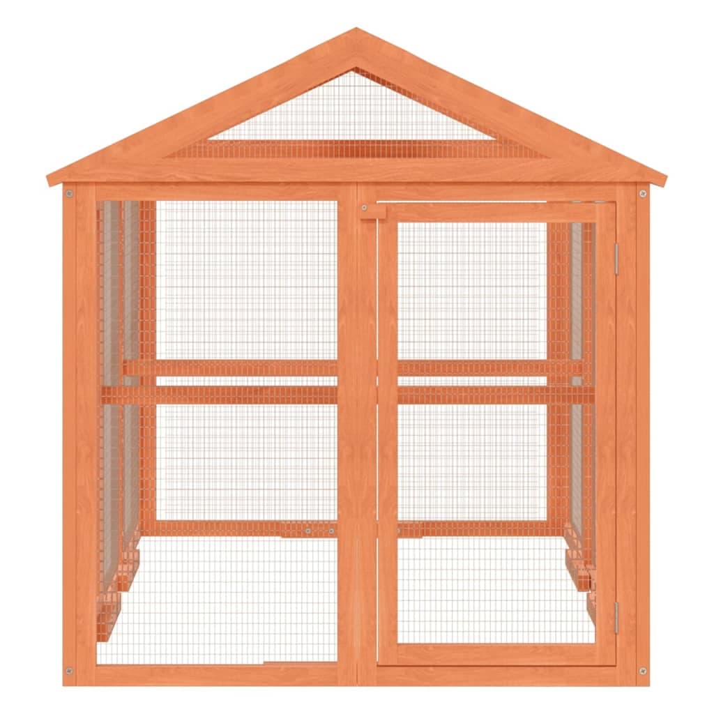 Box per Animali Marrone 141x94x104 cm in Legno Massello di Pino — miniatura 4 di 6