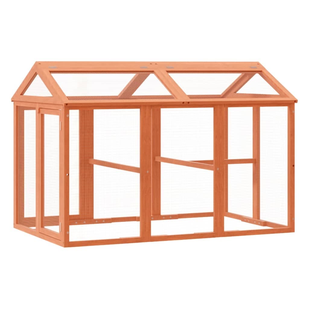 Box per Animali Marrone 141x94x104 cm in Legno Massello di Pino — miniatura 5 di 6