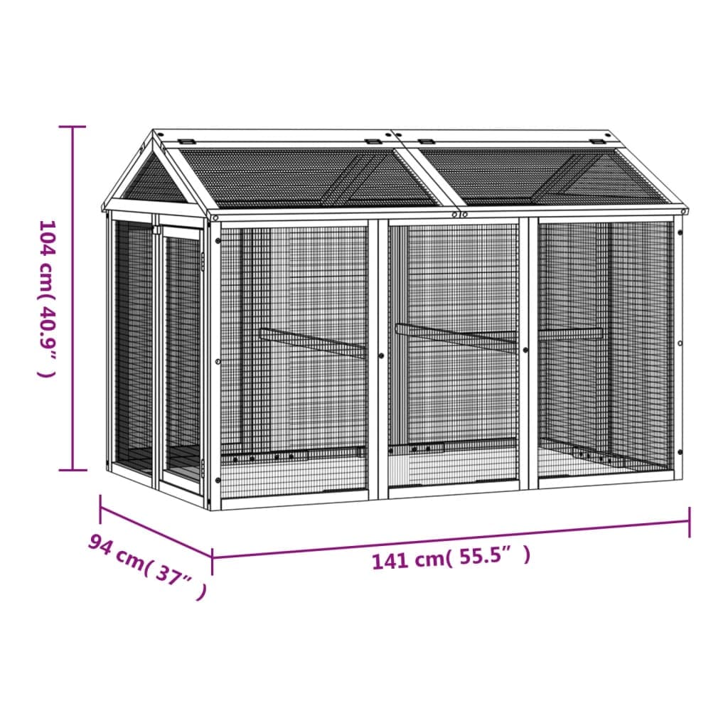 Box per Animali Moka 141x94x104 cm in Legno Massello di Pino — miniatura 6 di 6