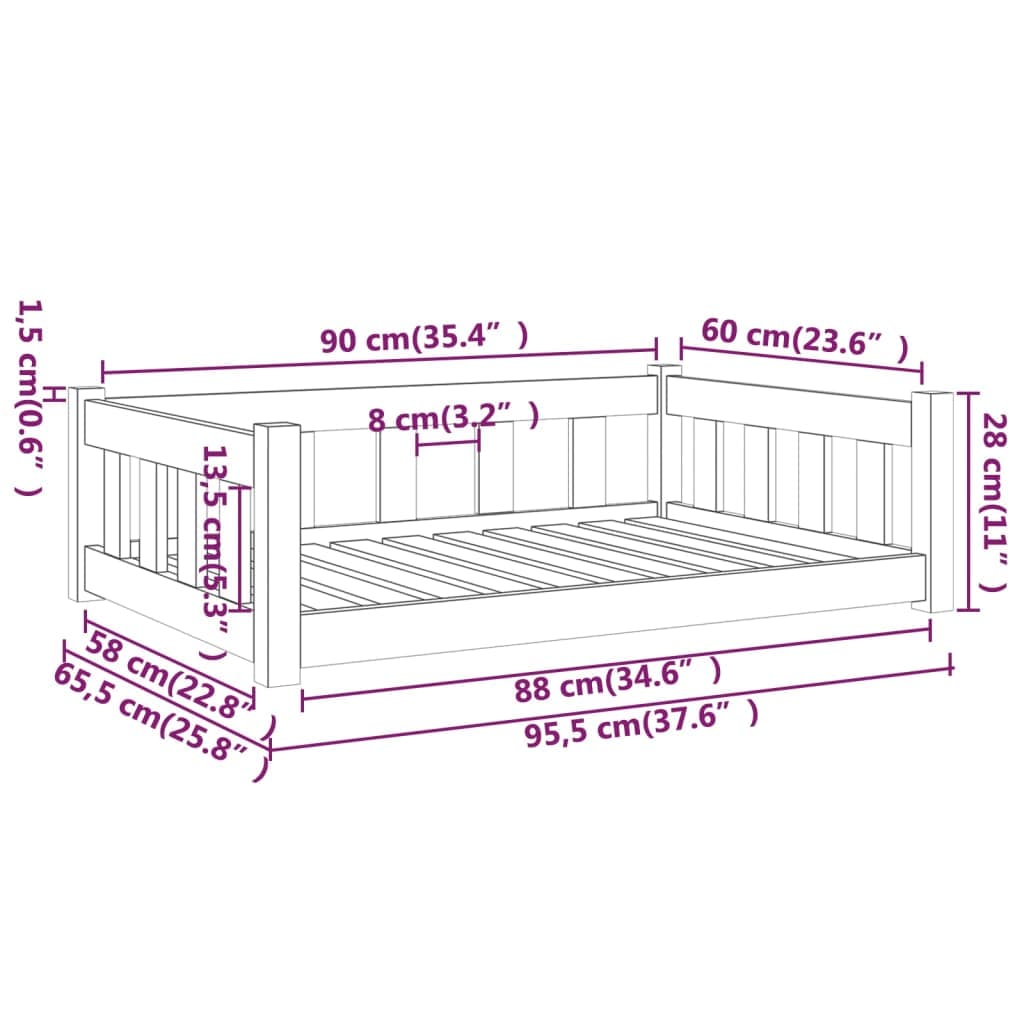 Letto per Cani 95,5 x 65,5 x 28 cm Naturale — miniatura 7 di 7