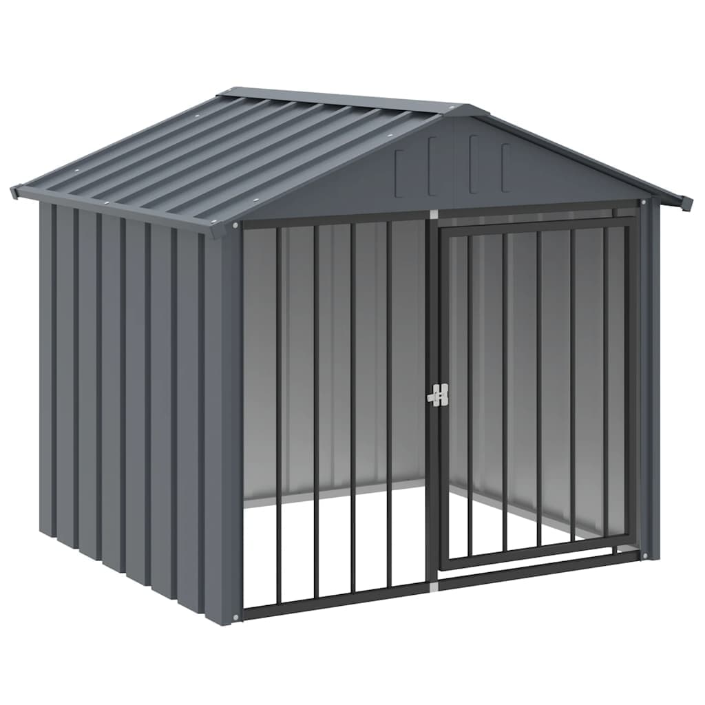 Casetta per Cani con Tetto Nero 117x103x102 cm Acciaio Zincato — miniatura 2 di 4