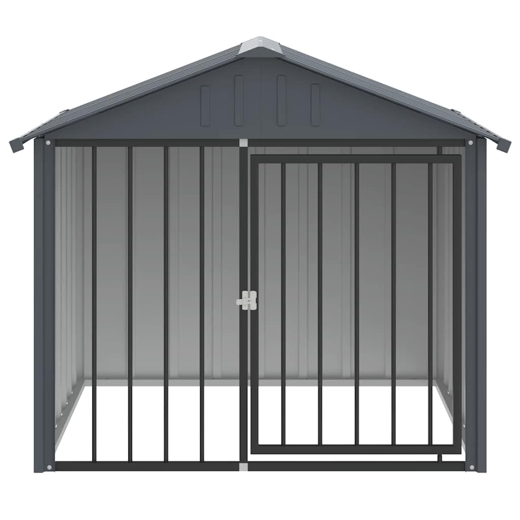 Casetta per Cani con Tetto Nero 117x103x102 cm Acciaio Zincato — miniatura 3 di 4
