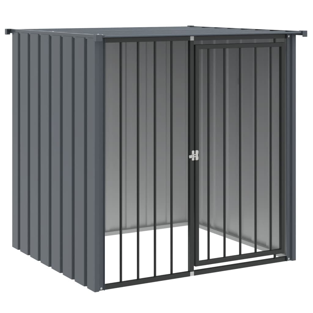 Casetta per Cani con Tetto Nero 110x103x109 cm Acciaio Zincato — miniatura 2 di 4