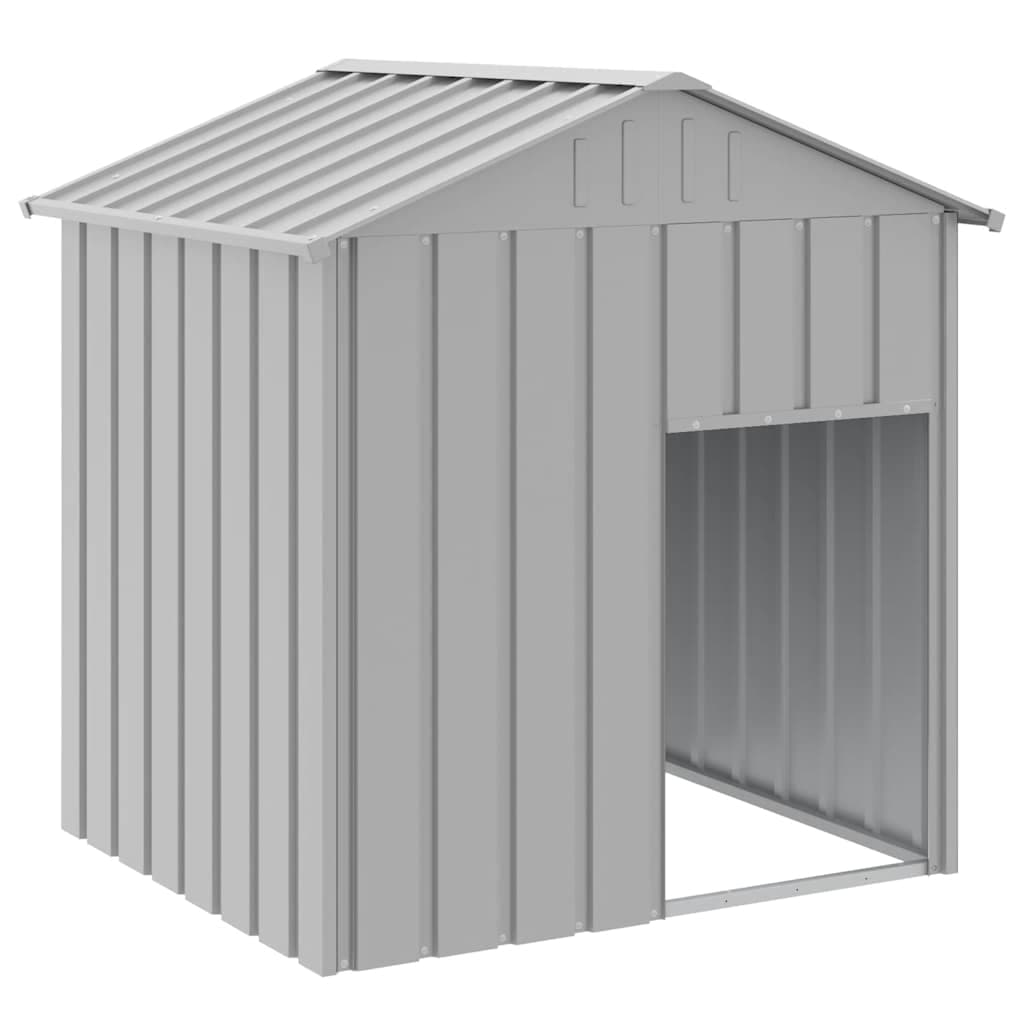 Casetta Cani Tetto Grigio Chiaro 117x103x123 cm Acciaio Zincato — miniatura 2 di 4