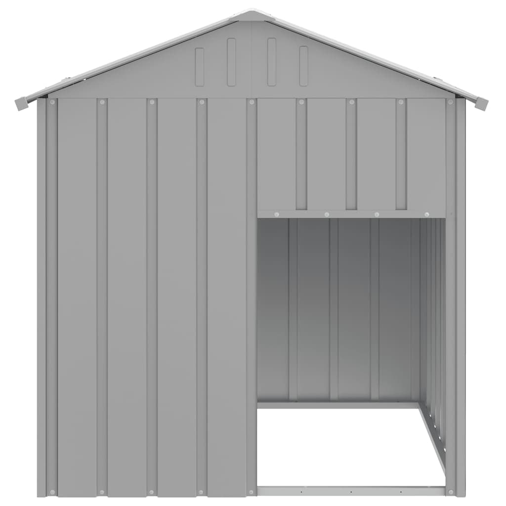 Casetta Cani Tetto Grigio Chiaro 117x103x123 cm Acciaio Zincato — miniatura 3 di 4