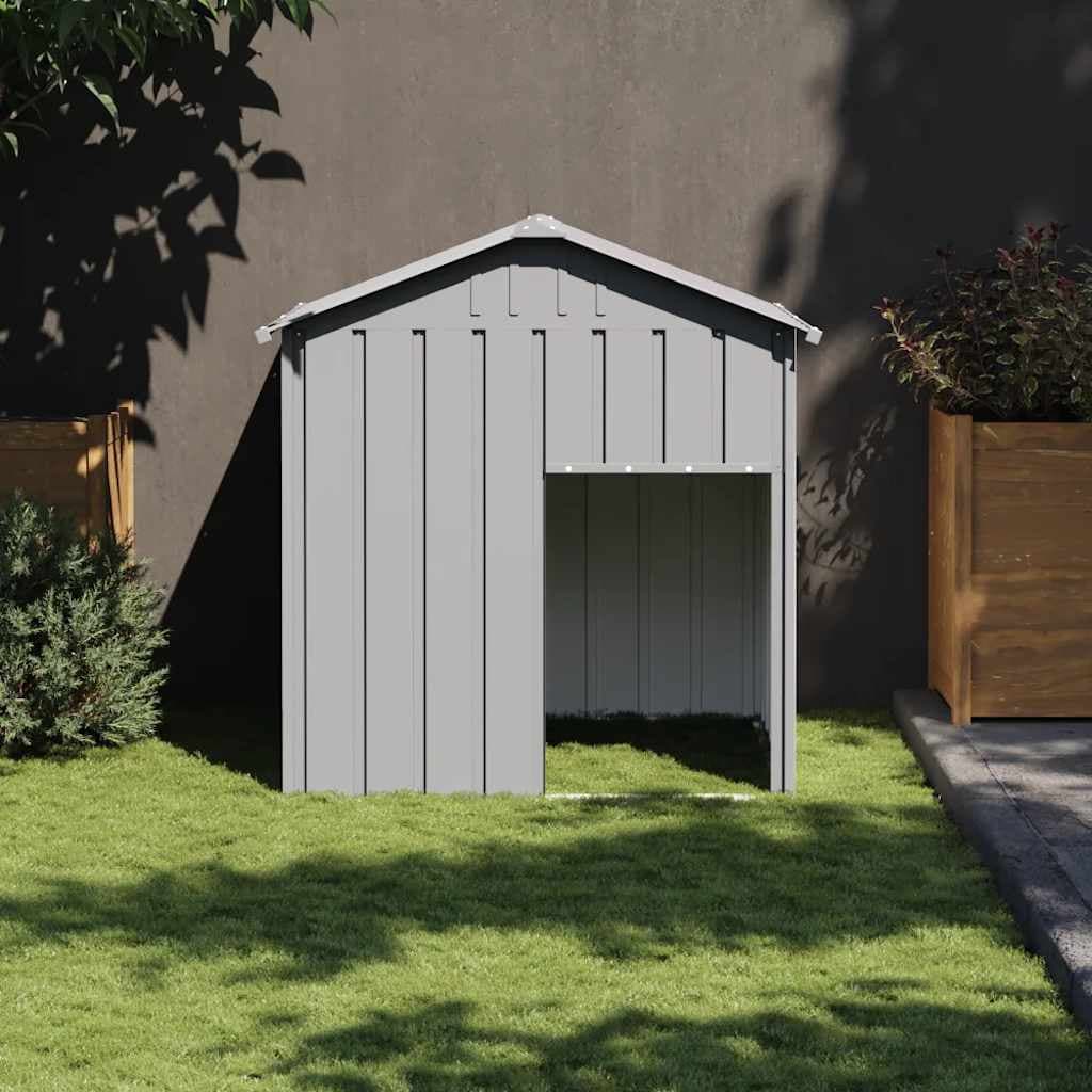 Casetta Cani Tetto Grigio Chiaro 117x103x123 cm Acciaio Zincato — miniatura 1 di 4