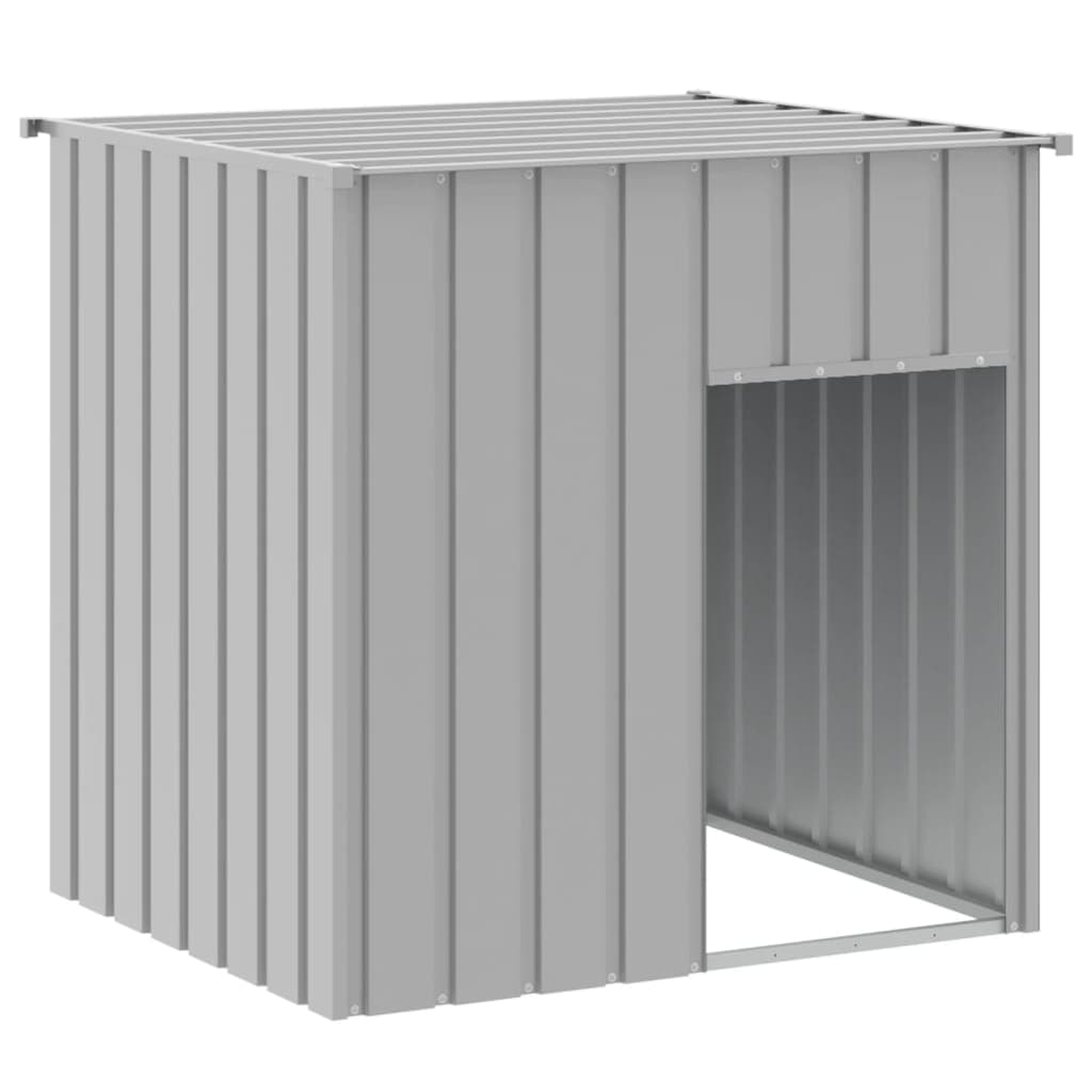 Cuccia per cani con tetto grigio chiaro 110x103x109 cm in acciaio zincato — miniatura 2 di 4