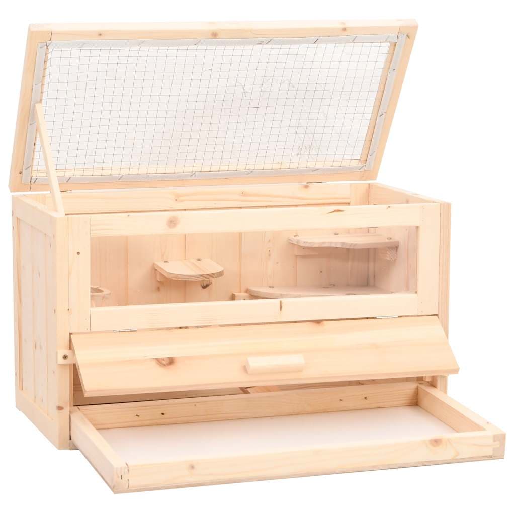 Gabbia per Criceti 60x30x35 cm in Legno Massello di Abete — miniatura 3 di 9